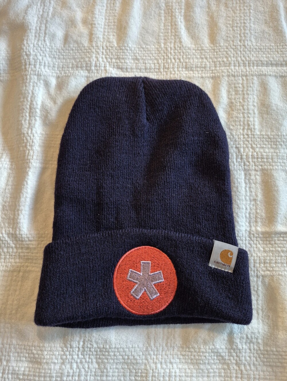 Carhartt men's navy One size logo embroidered beanie NEW